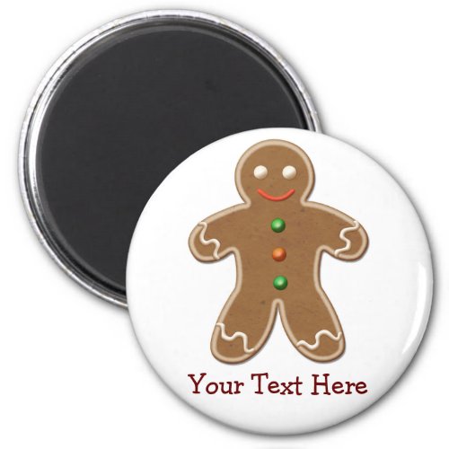 Personalized Cute Holiday Gingerbread Man Magnet