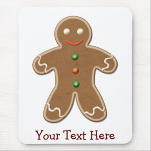 Personalized Cute Holiday Gingerbread Man Mouse Pad