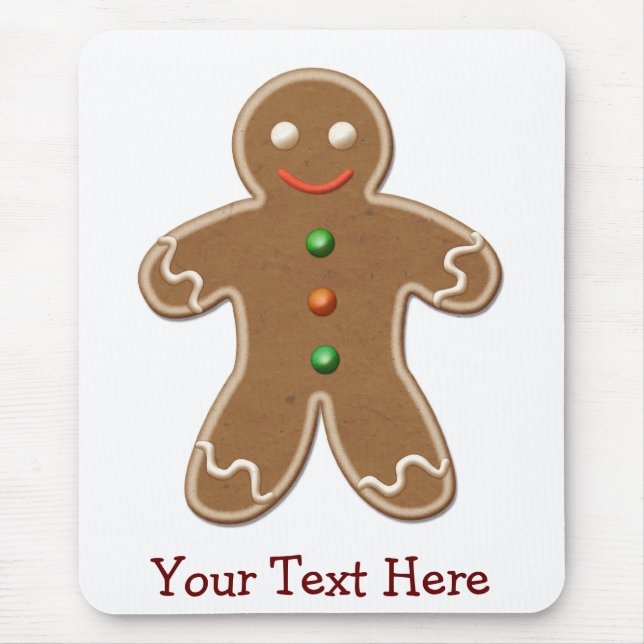 Personalized Cute Holiday Gingerbread Man Mouse Pad (Front)