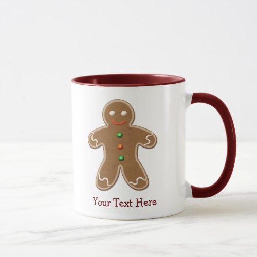 Personalized Cute Holiday Gingerbread Man Mug