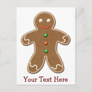 Personalized Cute Holiday Gingerbread Man Postcard