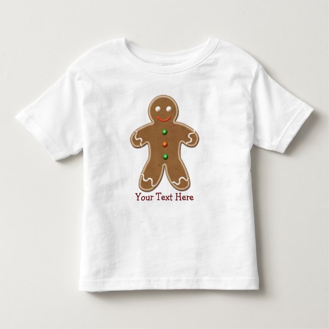 Personalized Cute Holiday Gingerbread Man Toddler T-shirt (Front)