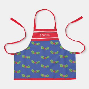 Personalized Cute Holly & Berries Christmas Apron