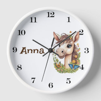 Personalized Cute Horse Wall Clock: Charming and C Clock