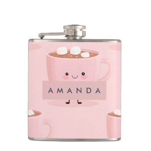 Personalized Cute Hot Cocoa with Marshmallows Flask