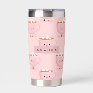 Personalized Cute Hot Cocoa with Marshmallows Insulated Tumbler