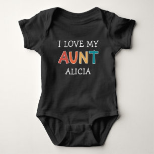 Personalized Cute I Love My Aunt Best Aunt Retro Baby Bodysuit