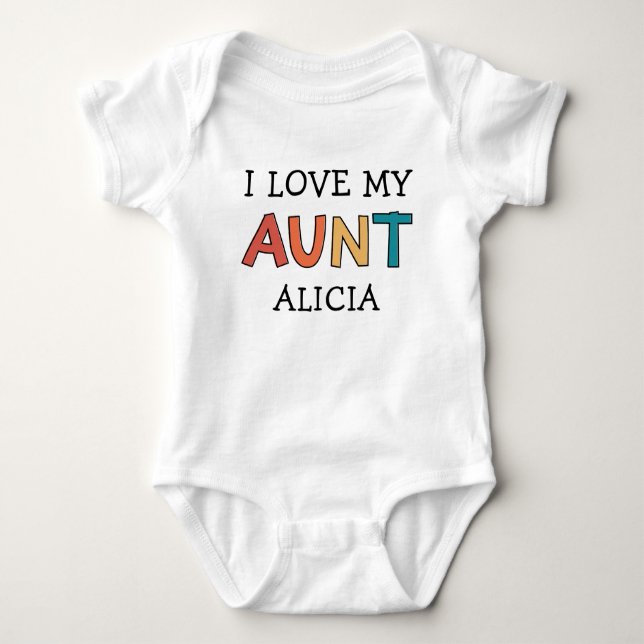Personalized Cute I Love My Aunt Best Aunt Retro  Baby Bodysuit (Front)