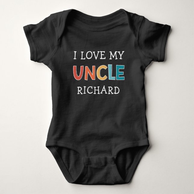 Personalized Cute I Love My Uncle Best Uncle Retro Baby Bodysuit (Front)