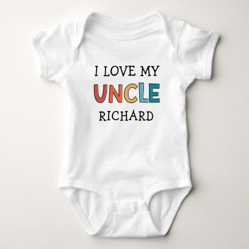 Personalized Cute I Love My Uncle Best Uncle Retro Baby Bodysuit