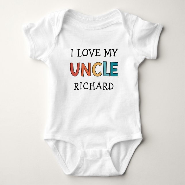 Personalized Cute I Love My Uncle Best Uncle Retro Baby Bodysuit (Front)