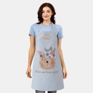 Personalized Cute I Love You Beary Much Ladies' Apron