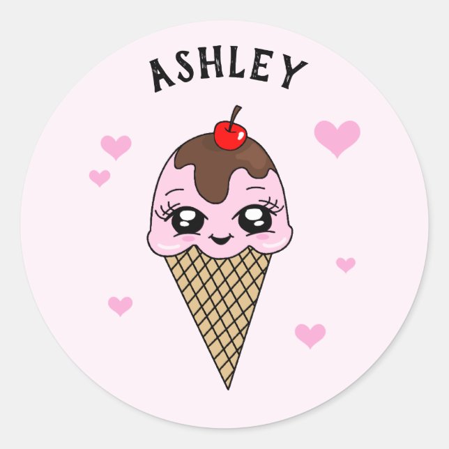 Personalized Cute Ice Cream Stickers (Front)