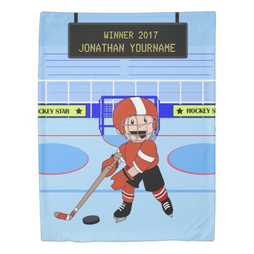 Personalized Cute Ice Hockey star Fleece Blanket