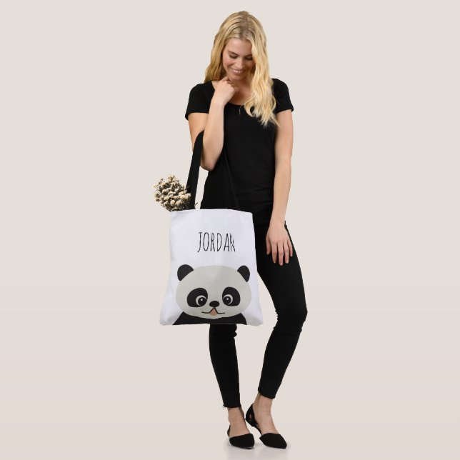 Personalized cute illustration panda bear tote bag (On Model)