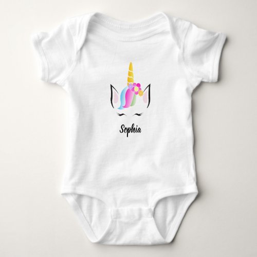 Personalized Cute Illustration Unicorn Baby Bodysuit