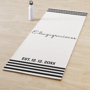 Personalized Cute Initial Name White B;ack Modern Yoga Mat