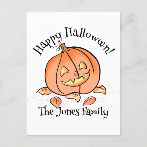 Personalized Cute Jack O Lantern Happy Halloween   Postcard