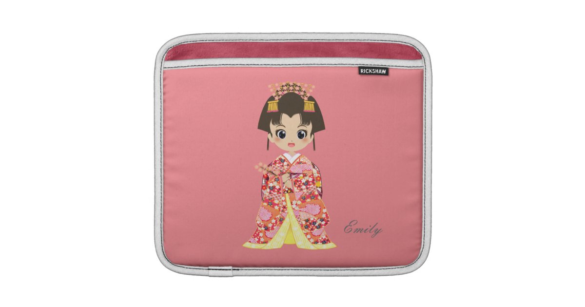 Personalized Cute Japanese Kawaii Girl In Kimono Ipad Sleeve