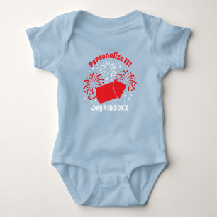 PERSONALIZED Cute July 4th Fireworks Baby Bodysuit