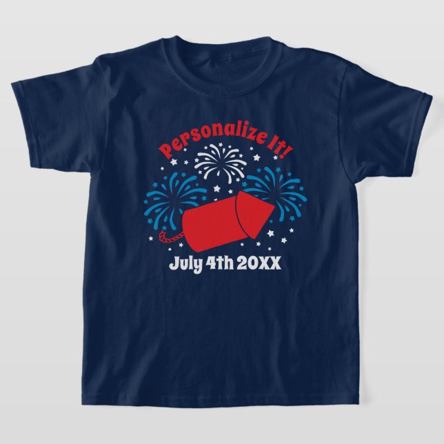 PERSONALIZED Cute July 4th Fireworks T-Shirt (Laydown)