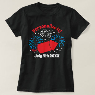 PERSONALIZED Cute July 4th Fireworks T-Shirt