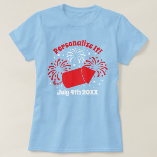 PERSONALIZED Cute July 4th Fireworks T-Shirt