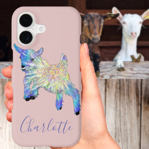 Personalized Cute Jumping Baby Goat Pink iPhone 17 Case