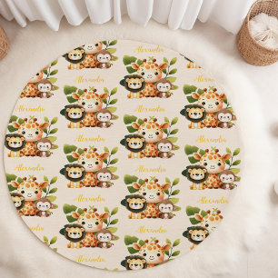 Personalized Cute Jungle Animals Kids  Rug