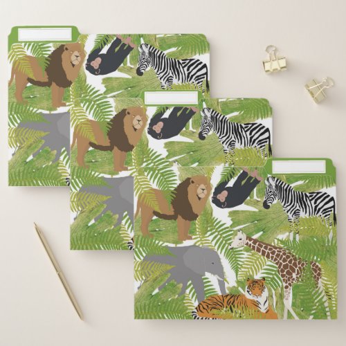 Personalized Cute Jungle Animals Safari School  File Folder