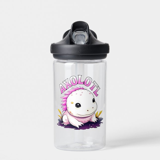 Personalized Cute Kawaii Axolotl  Water Bottle (Front)