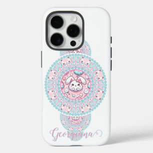 Personalized Cute Kawaii Bunny Ornamental Mandala iPhone 16 Pro Case