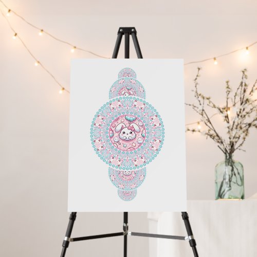 Personalized Cute Kawaii Bunny Ornamental Mandala Foam Board