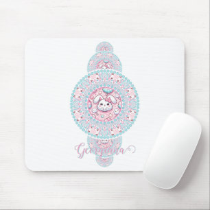 Personalized Cute Kawaii Bunny Ornamental Mandala Mouse Pad