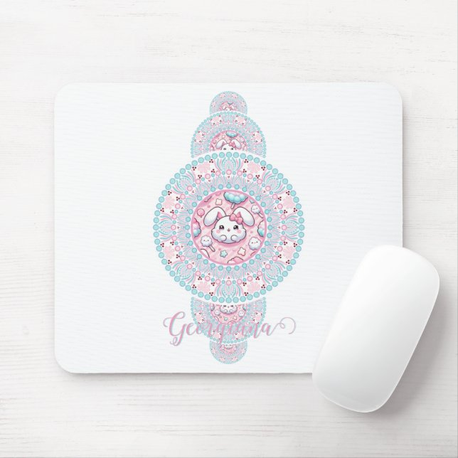 Personalized Cute Kawaii Bunny Ornamental Mandala Mouse Pad (With Mouse)