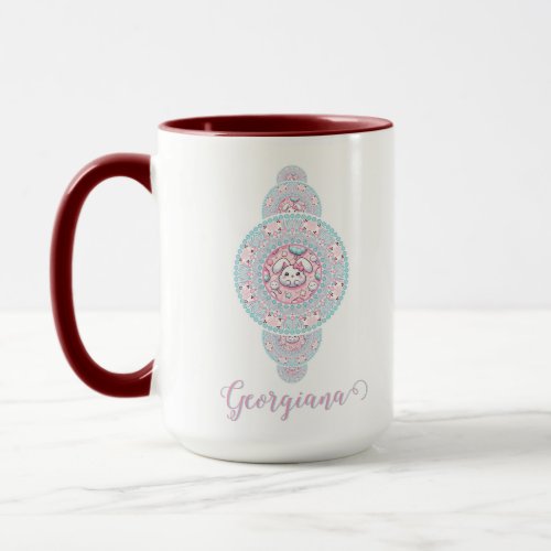 Personalized Cute Kawaii Bunny Ornamental Mandala Mug