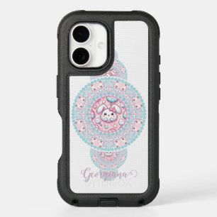 Personalized Cute Kawaii Bunny Ornamental Mandala iPhone 16 Case