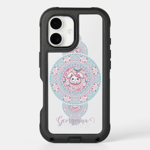Personalized Cute Kawaii Bunny Ornamental Mandala iPhone 16 Case