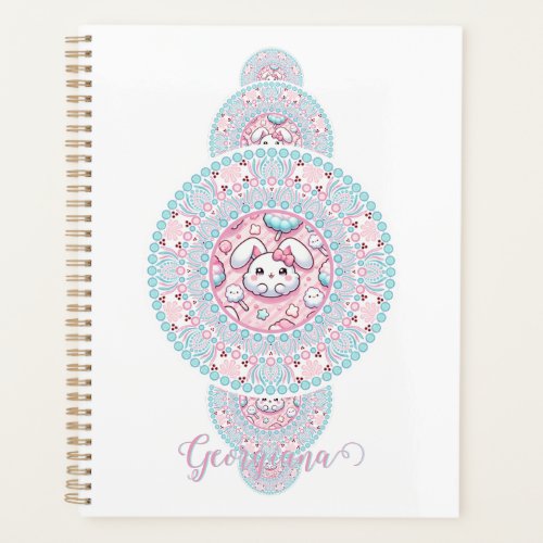 Personalized Cute Kawaii Bunny Ornamental Mandala Planner