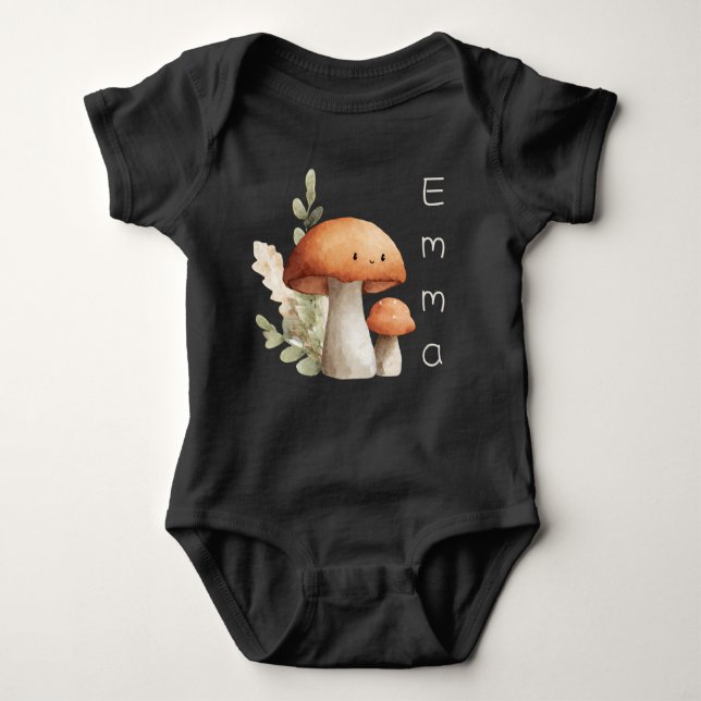 Personalized Cute Kawaii mushroom  Baby Bodysuit (Front)