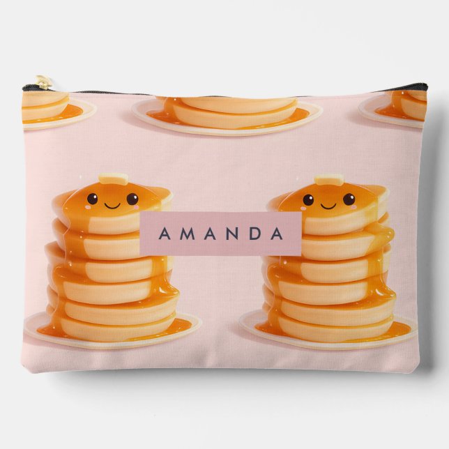 Personalized Cute Kawaii Pancake Stack with Syrup Accessory Pouch (Front)