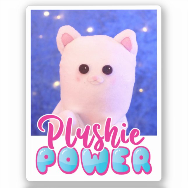 Personalized Cute Kawaii Pink Blue Plushie Power Sticker (Front)