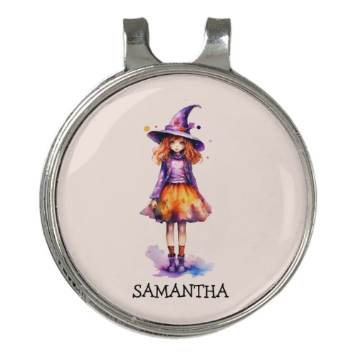 Personalized Cute Kid Witch Halloween Golf Hat Clip