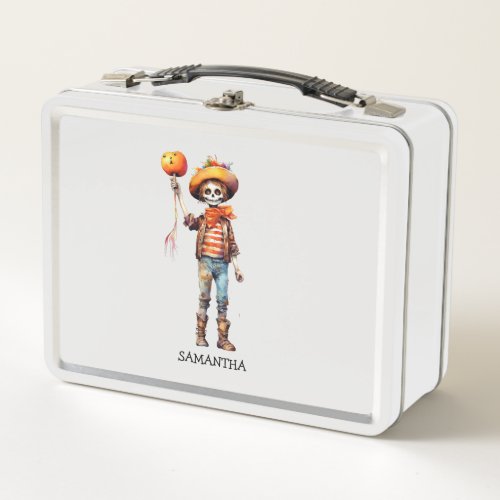 Personalized Cute Kid Zombie Halloween 3 Metal Lunch Box