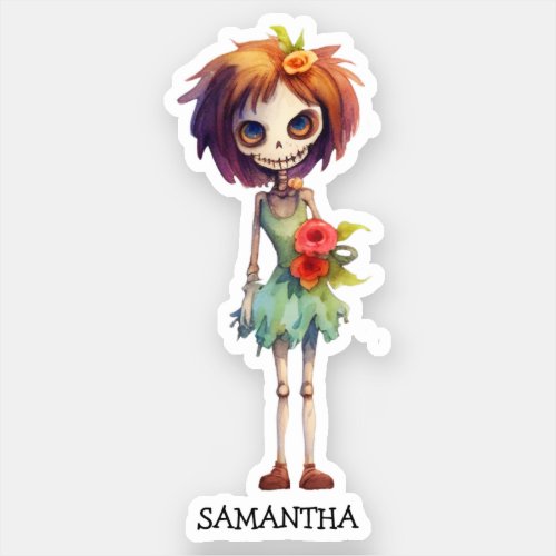 Personalized Cute Kid Zombie Halloween 4 Sticker