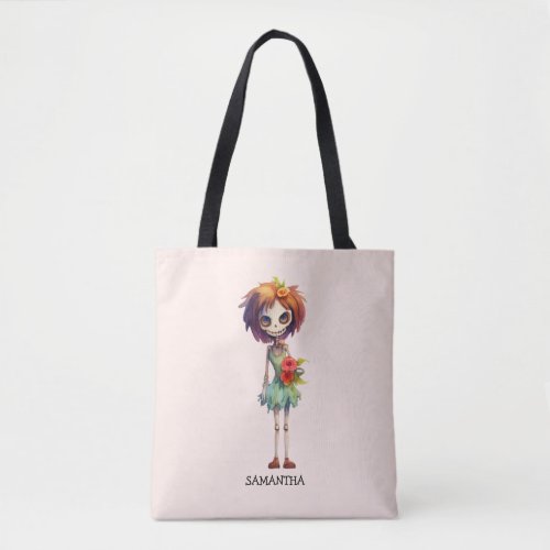 Personalized Cute Kid Zombie Halloween 4 Tote Bag