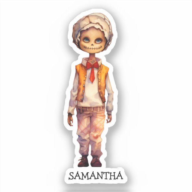 Personalized Cute Kid Zombie Halloween (5) Sticker (Front)