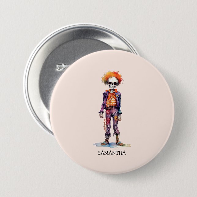 Personalized Cute Kid Zombie Halloween (6) Button (Front & Back)