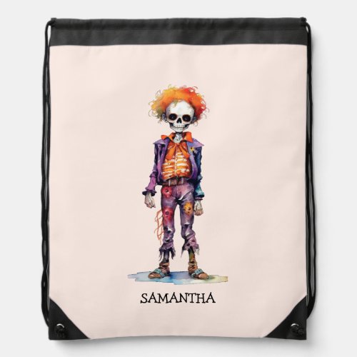 Personalized Cute Kid Zombie Halloween 6 Drawstring Bag
