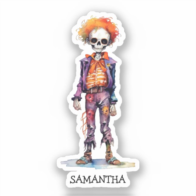 Personalized Cute Kid Zombie Halloween (6) Sticker (Front)